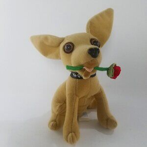 Yo Quiero Taco Bell Chihuahua Dog with Rose 1990 plush stuffed animal valentines